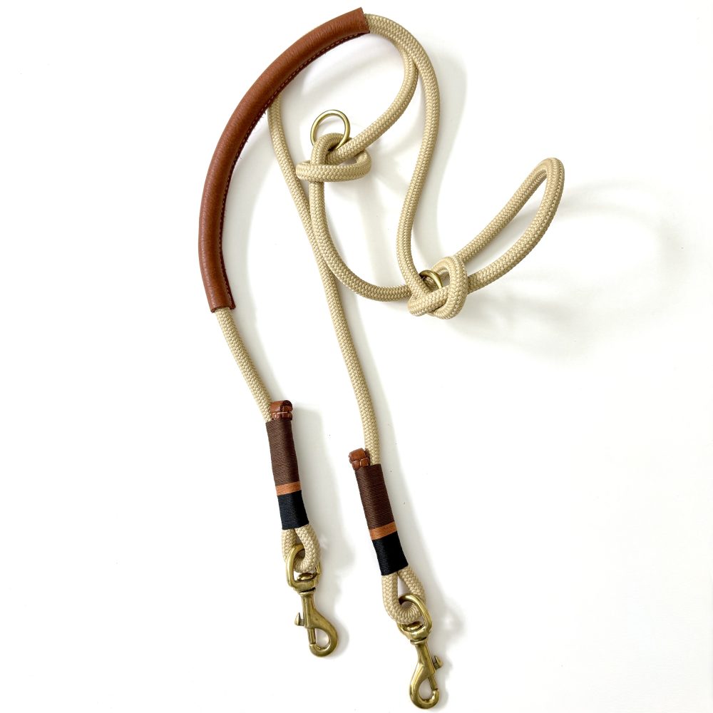 Houndstooth Apparel Rope Multifunctional Double Clasp Lead - Tobacco