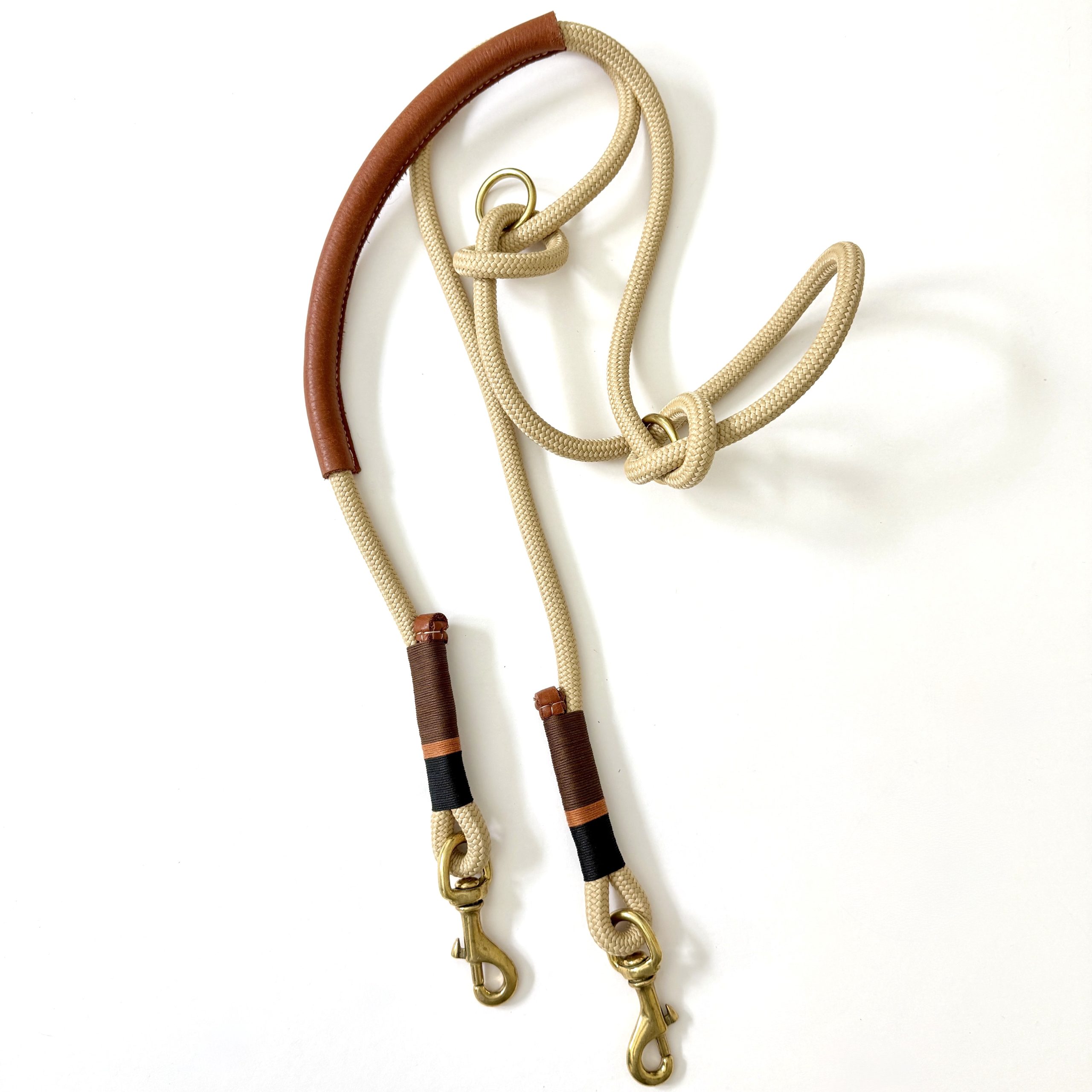 Houndstooth Apparel Rope Multifunctional Double Clasp Lead - Tobacco