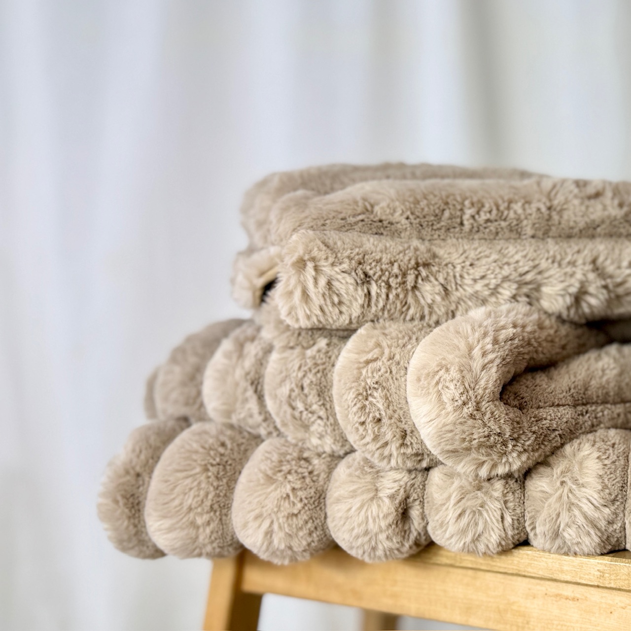 Faux Fur Blanket - Stone - Image 3